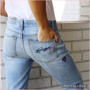 Disney | SIWY Disney Minnie Mouse Embroidered boyfriend jeans 26